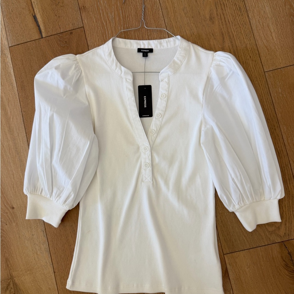 Elegant White Puff Sleeve Top
